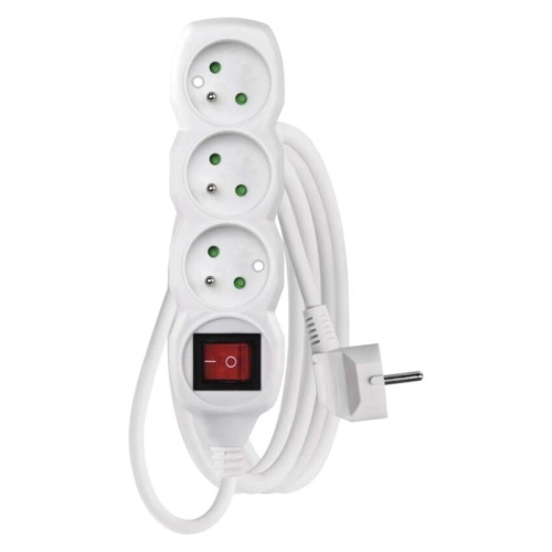 Emos Prodlužovací kabel s vypínačem bílý, 3 zásuvky, max. 10 A/2300 W, 3 m