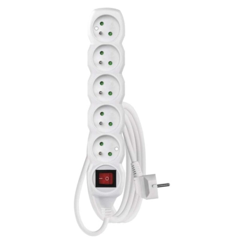 Emos Prodlužovací kabel s vypínačem bílý, 5 zásuvek, max. 10 A/2300 W, 3 m