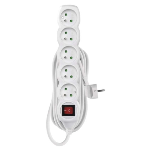 Emos Prodlužovací kabel s vypínačem bílý, 5 zásuvek, max. 10 A/2300 W, 5 m