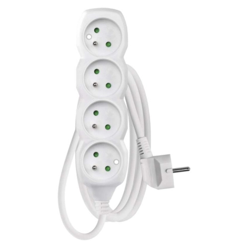 Emos Prodlužovací kabel bílý, 4 zásuvky, max. 16 A/3680 W, 1,5 m
