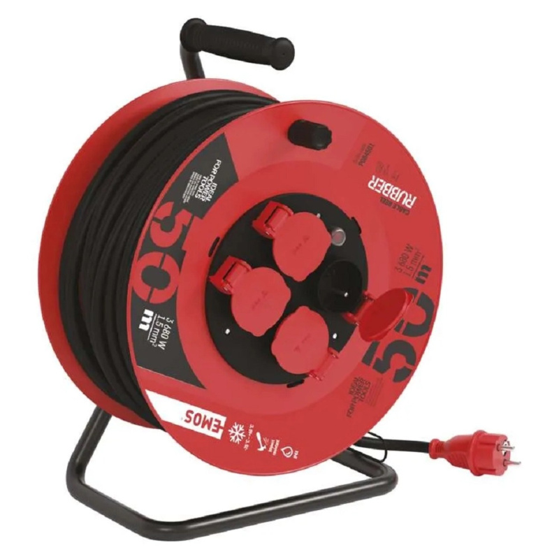 Emos Venkovní prodlužovací kabel na bubnu 4 zásuvky, H05RR-F3G 1,5 mm2, 50 m