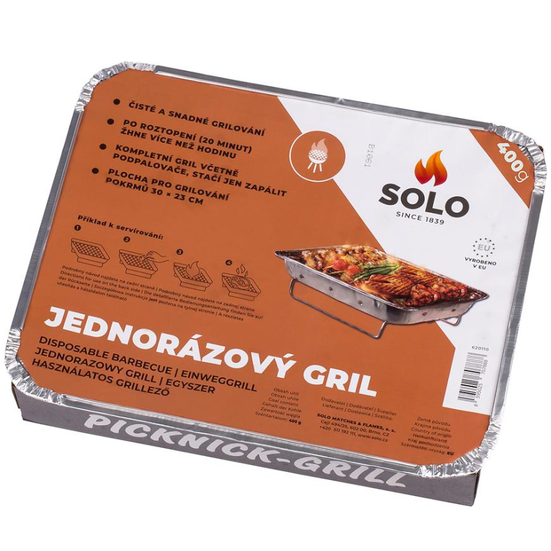 SOLO Jednorázový gril Picknick 30 x 23 cm