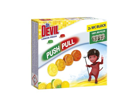 DR.DEVIL WC PushPull Bodový blok Lime Twister 75 ml