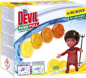 Dr. Devil Push Pull - WC gel - Lemon Fresh, 4 x 20 g