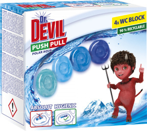 Dr. Devil Push Pull - WC gel - Polar Aqua, 4 x 20 g