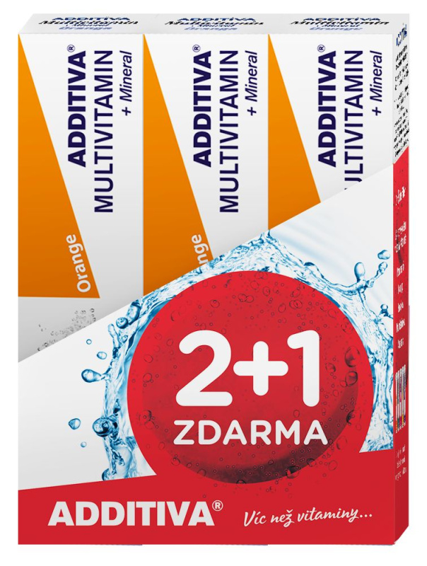ADDITIVA Sada multivitamin + mineral pomeranč 2+1 ZDARMA 3x 20 šumivých tablet