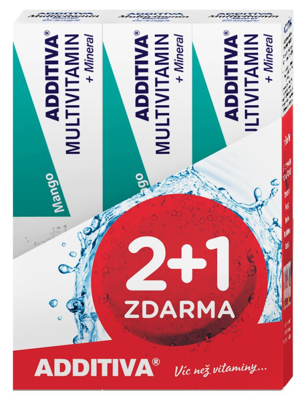 ADDITIVA sada multivitamin 2+1 mango šumivé tablety 3 x 20ks