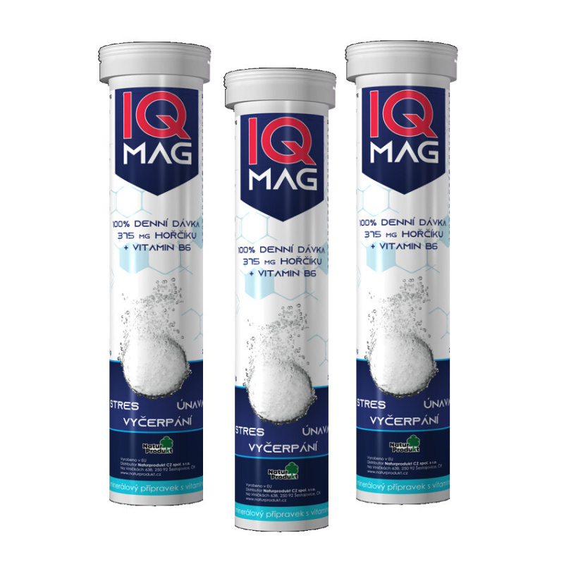 IQ MAG hořčík + B6 šumivé tablety 2+1 zdarma