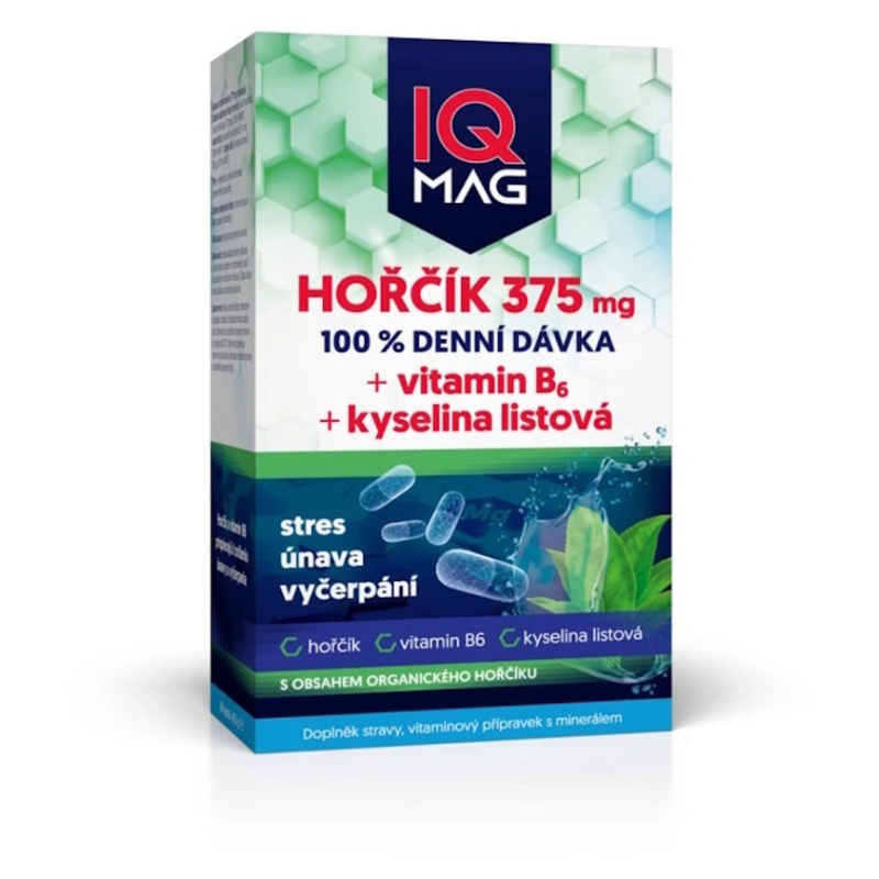 IQ MAG hořčík 375 mg + B6 + kys.listová 60 kapslí