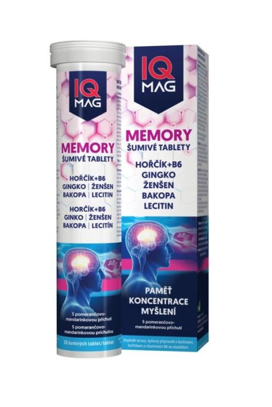 IQ MAG Memory pomeranč mandarínka 20 šumivých tablet
