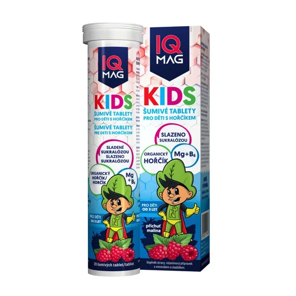IQ MAG Kids hořčík malina 20 šumivých tablet