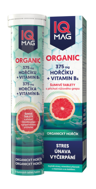 IQ MAG Organic Magnesium + B6 13 šumivých tablet