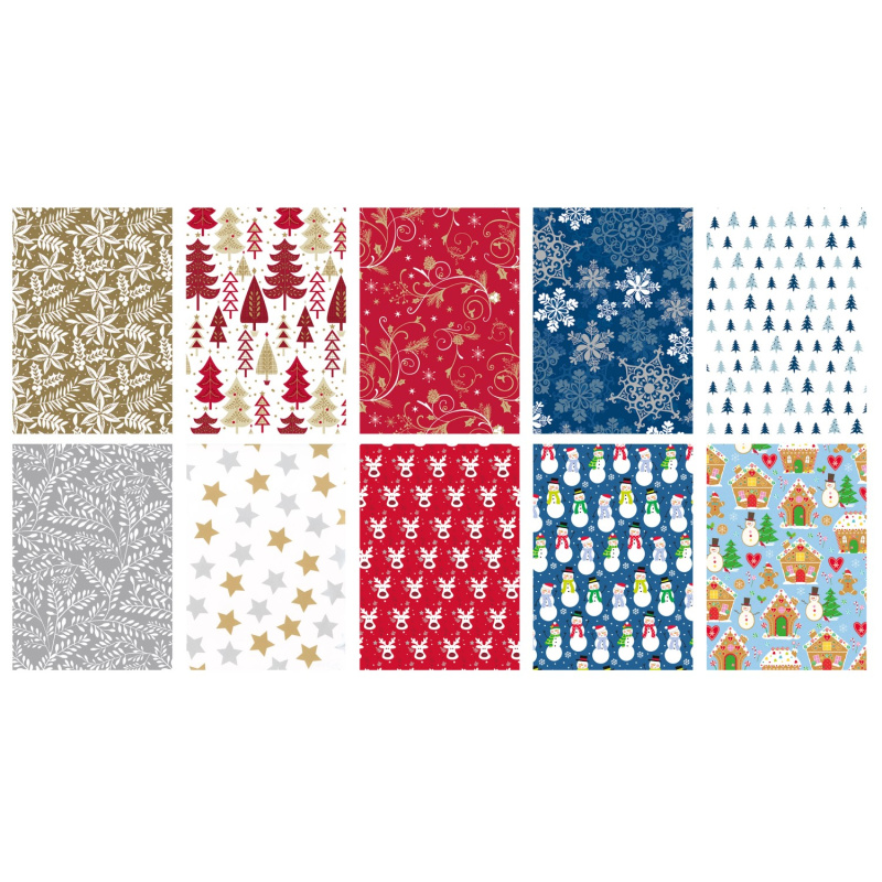 Ditipo Vánoční balící papír, mix vzorů, 70 x 200 cm