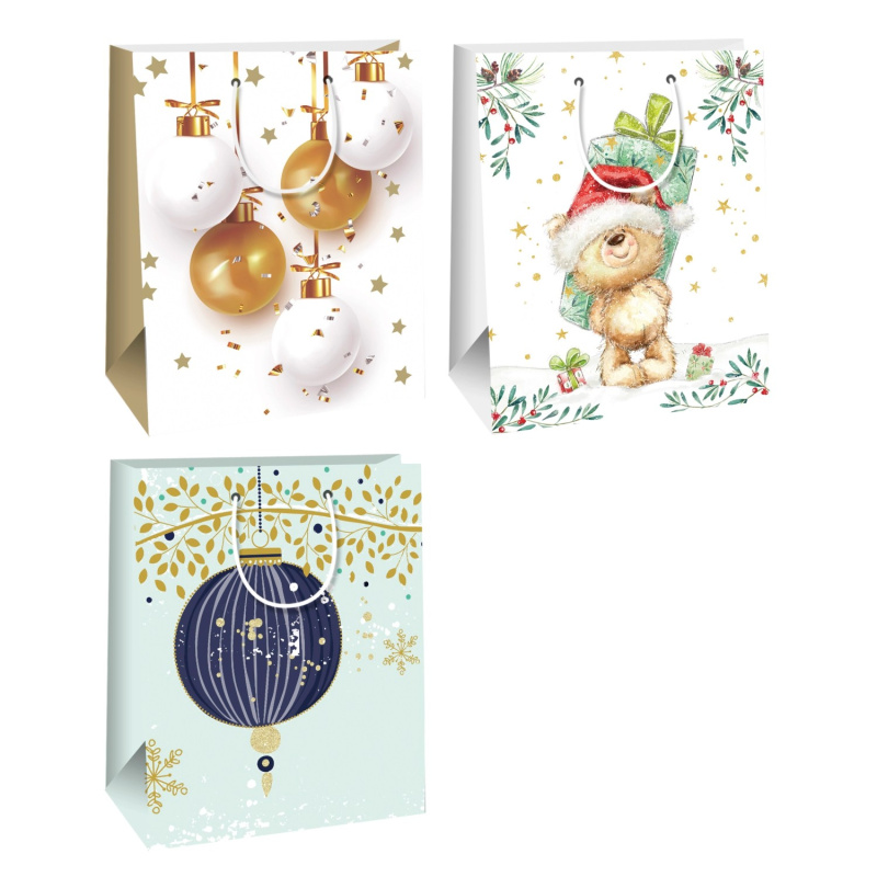 Ditipo Vánoční taška na dárky L, různé motivy, 32,7 x 26,4 x 13,6 cm