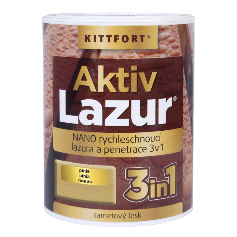 Kittfort Nano lazura na dřevo Aktivlazur pinie, 750 ml