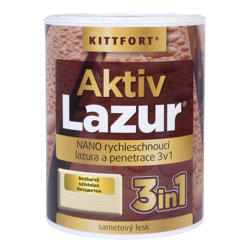 Kittfort Nano lazura na dřevo Aktivlazur bezbarvá, 750 ml