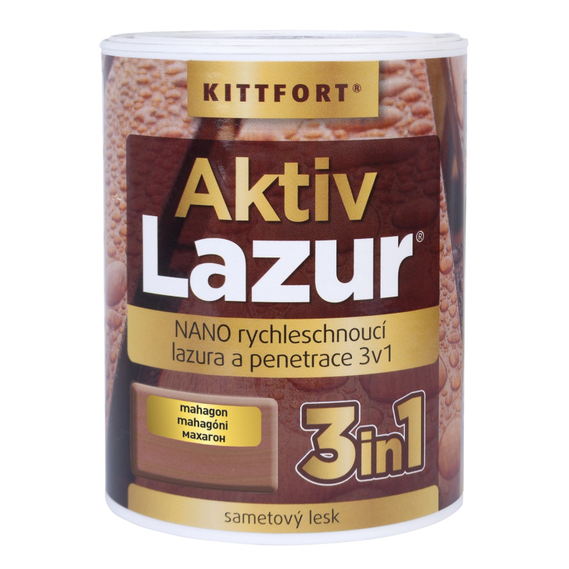 Kittfort Nano lazura na dřevo Aktivlazur mahagon, 750 ml