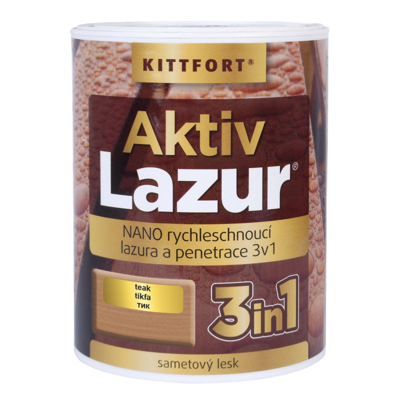 Kittfort Nano lazura na dřevo Aktivlazur teak, 750 ml