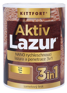Kittfort Nano lazura na dřevo Aktivlazur teak, 750 ml