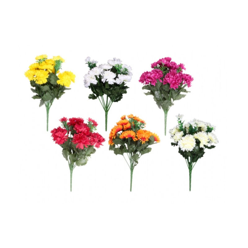 Pískáček Umělá květina chryzantéma se třinácti květy, různé barvy, 36 cm