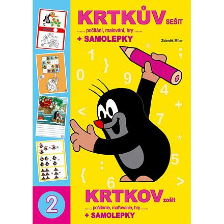 Krtkův sešit počítání malování hry samolepky Zdeněk Miler