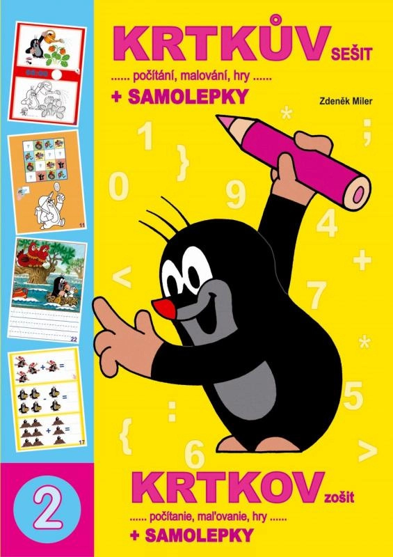Krtkův sešit počítání malování hry samolepky Zdeněk Miler