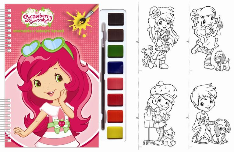 Omalovánky s vodovými barvami a štětcem (Strawberry) - kniha z kategorie Omalovánky