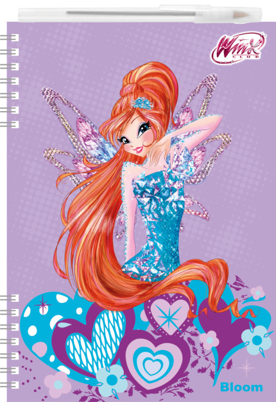 Psací sada Zápisník 3D Winx club + kuličkové pero