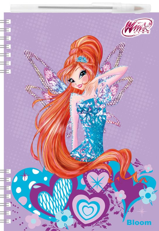 Psací sada Zápisník 3D Winx club + kuličkové pero