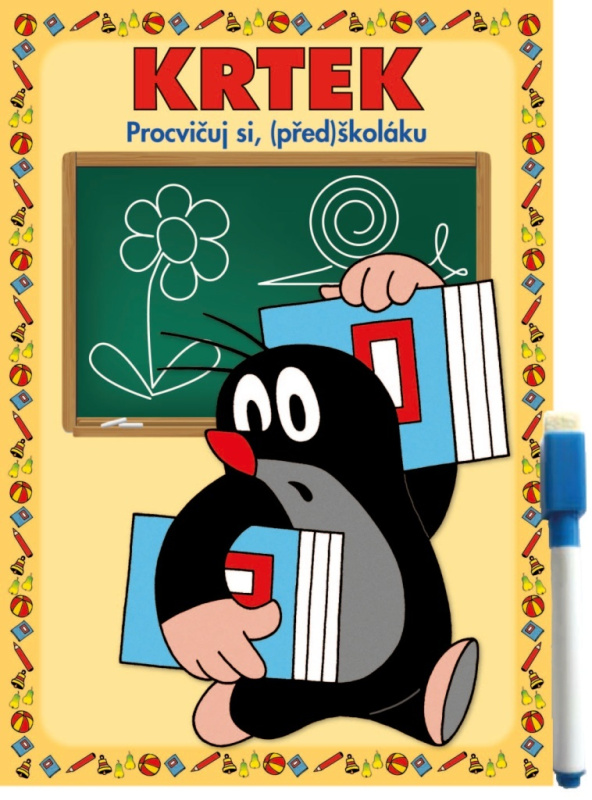 Sešit aktivit Procvičuj si, (před)školáku Krtek + stíratelný popisovač v sáčku 16,5x24x2cm