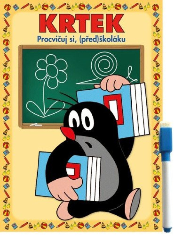 Sešit aktivit Procvičuj si, (před)školáku Krtek + stíratelný popisovač v sáčku 16,5x24x2cm