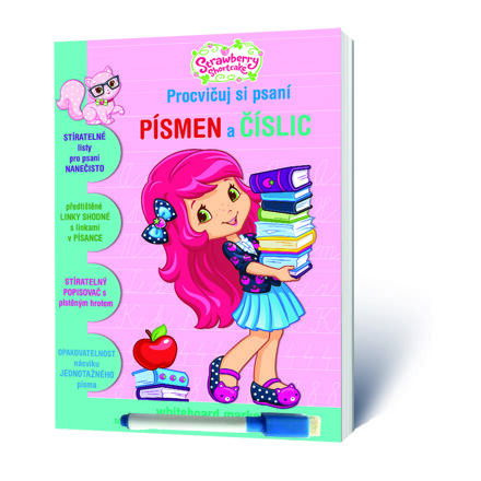 Sešit aktivit Procvičuj si písmena a číslice Jahůdka + stíratelný popisovač v sáčku 16,5x24x2cm
