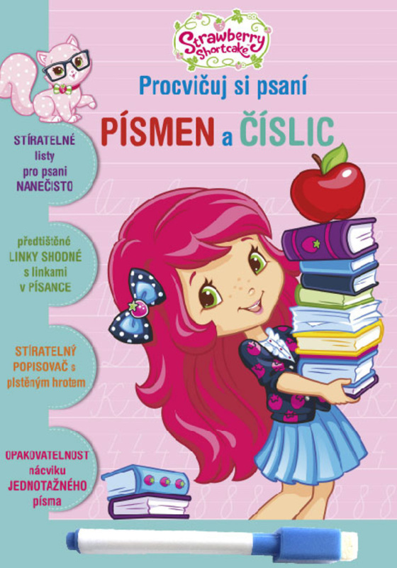 Sešit aktivit Procvičuj si písmena a číslice Jahůdka + stíratelný popisovač v sáčku 16,5x24x2cm