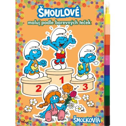 Šmoulové Maluj podle barevných teček MAXI voskovka