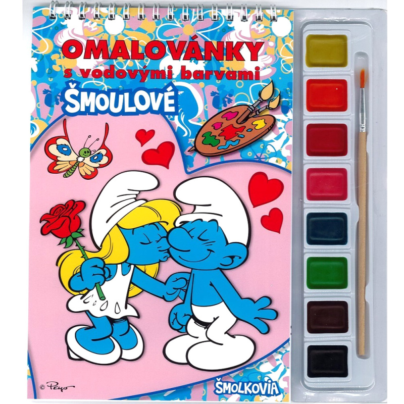 Omalovánky Šmoulové s vodovými barvami a štětcem