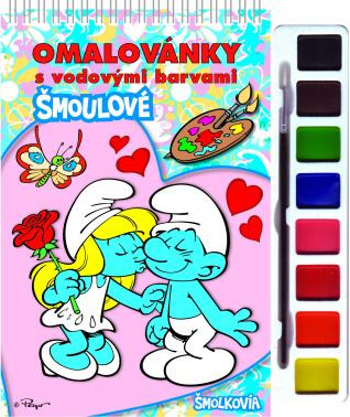 Omalovánky Šmoulové s vodovými barvami a štětcem