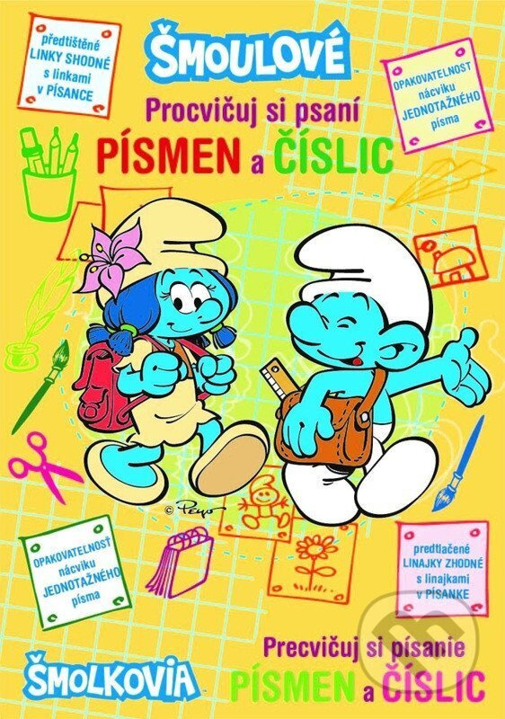 Šmoulové Procvičuj si psaní písmen a číslic (+ stíratelný popisovač s plstěným hrotem),Šmoulové Procvičuj si psaní písmen a číslic (+ stíratelný popis