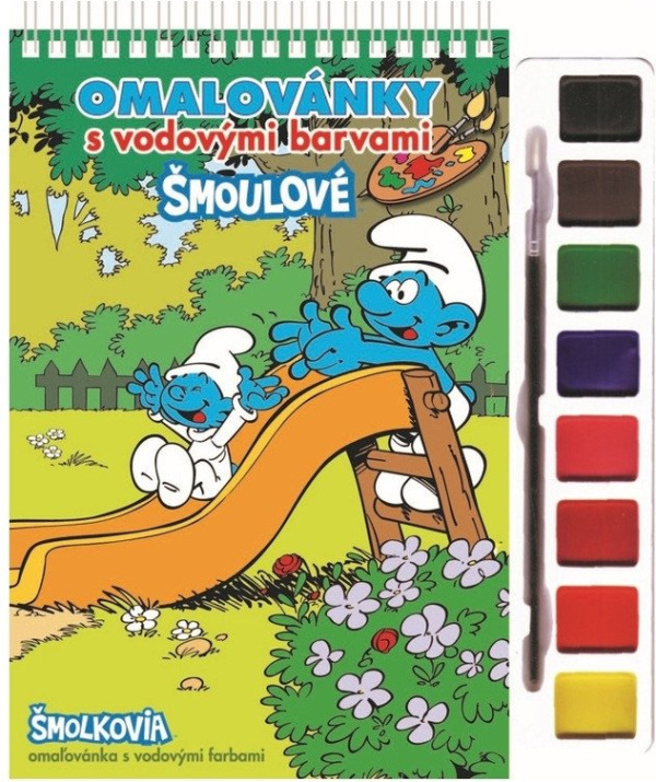 Omalovánky s vodovými barvami a štětcem Šmoulové