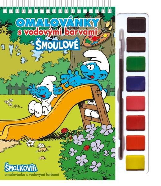 Omalovánky s vodovými barvami a štětcem Šmoulové