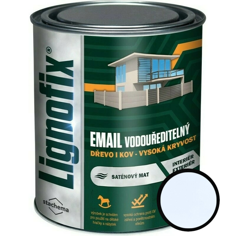 Barva vrchní Lignofix EMAIL vodouředitelný bílá 0,75 l