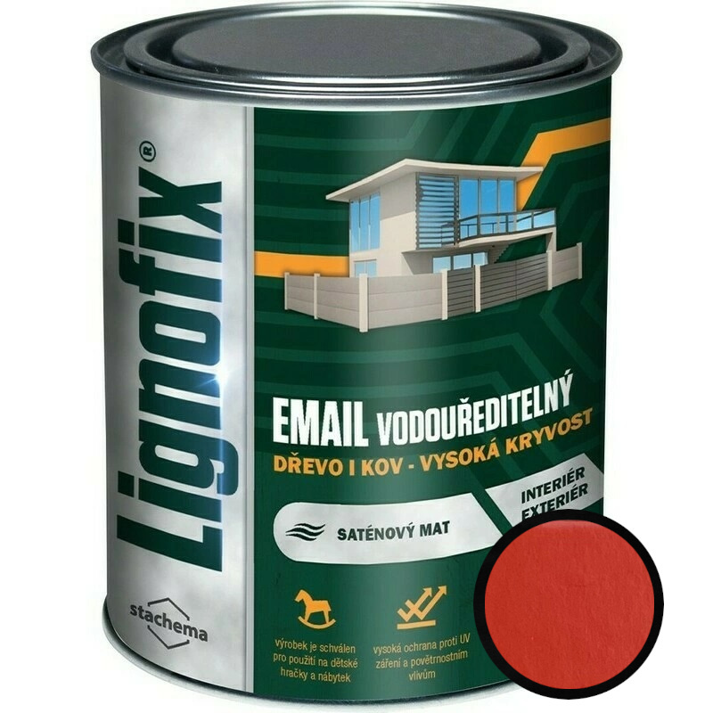 Barva vrchní Lignofix EMAIL vodouředitelný červenohnědá 0,75 l