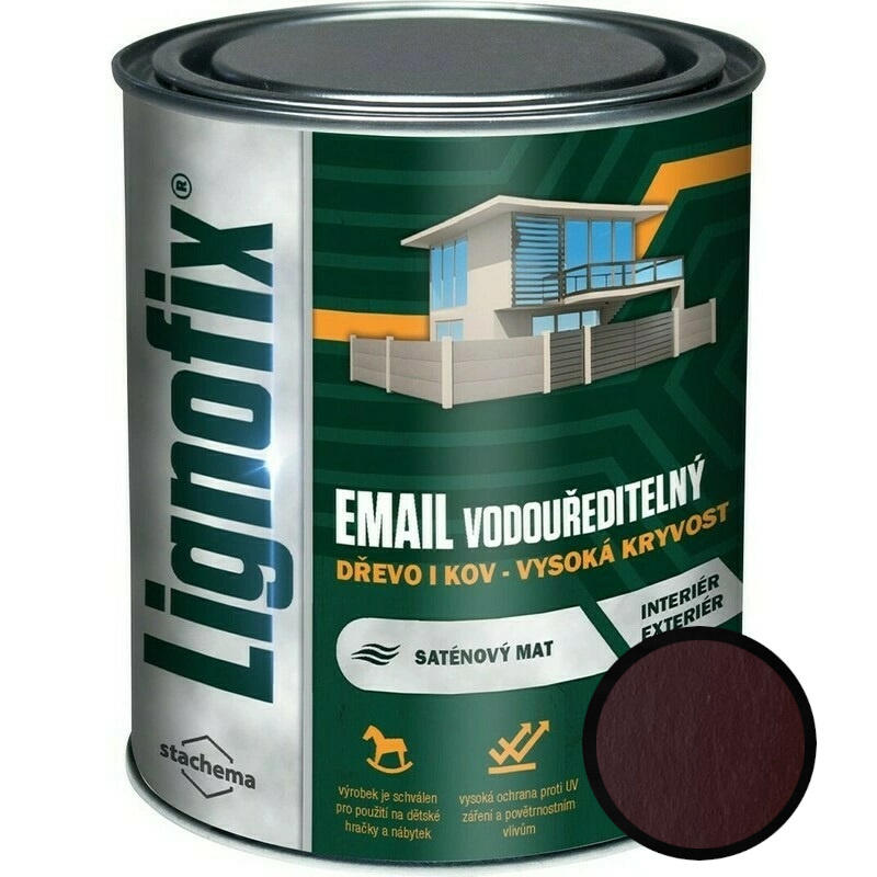 Barva vrchní Lignofix EMAIL vodouředitelný čokoládová 0,75 l