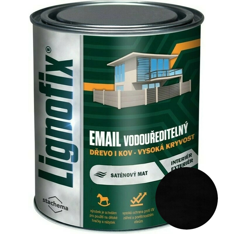 Barva vrchní Lignofix EMAIL vodouředitelný černá 4,5 l