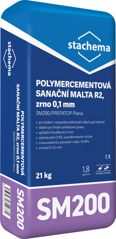Hmota opravná Stachema SM200 / Prefatop Plano středně šedá 21 kg