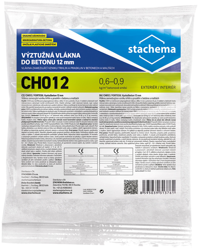 Vlákna výztužná do betonu Stachema CH012 12 mm 0,3 kg