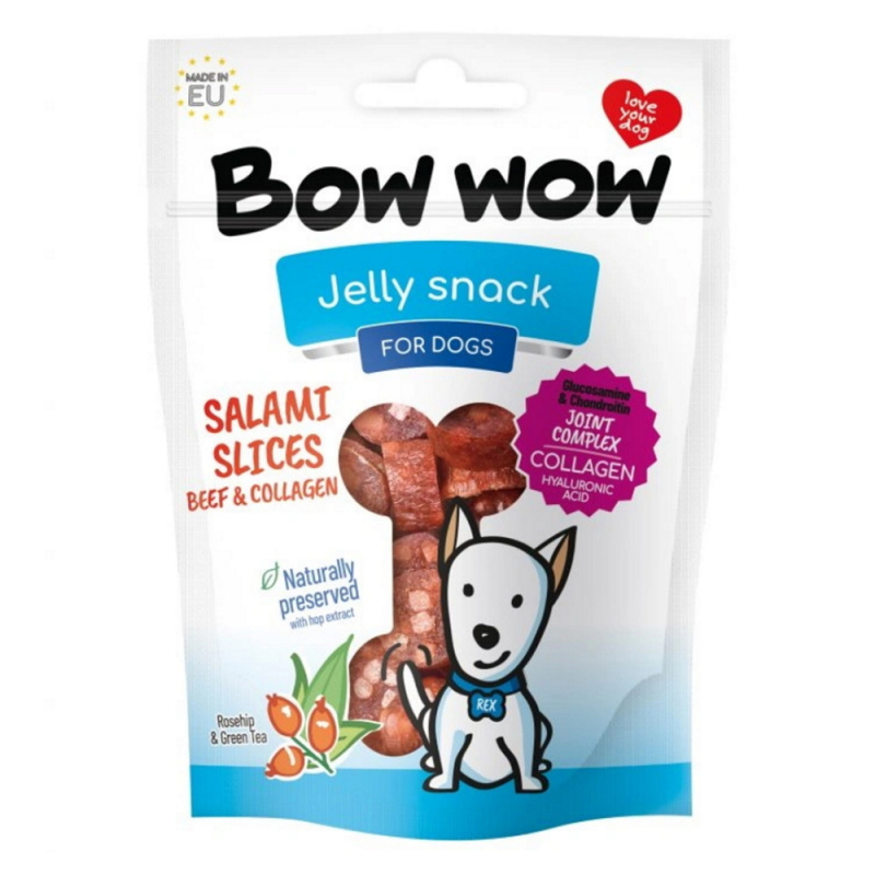 Bow wow poch. Salámová kolečka hovězí a kolagen 80 g