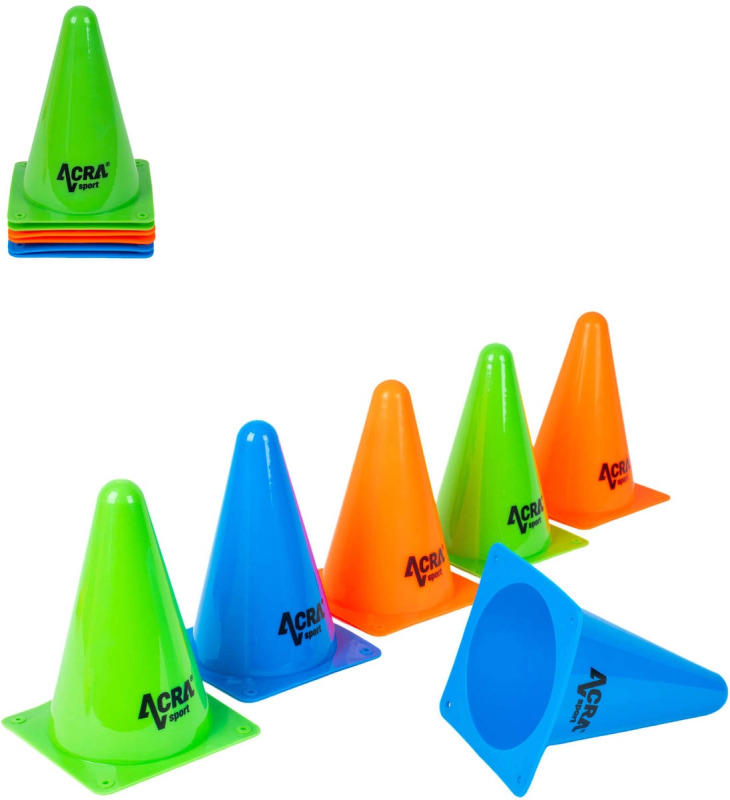 ACRA tréninkové kužely barevné 18 cm - 6 ks