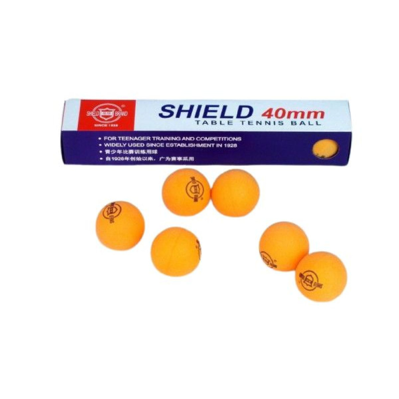 Míčky na stolní tenis Shield bezešvé bílé – Oranžové