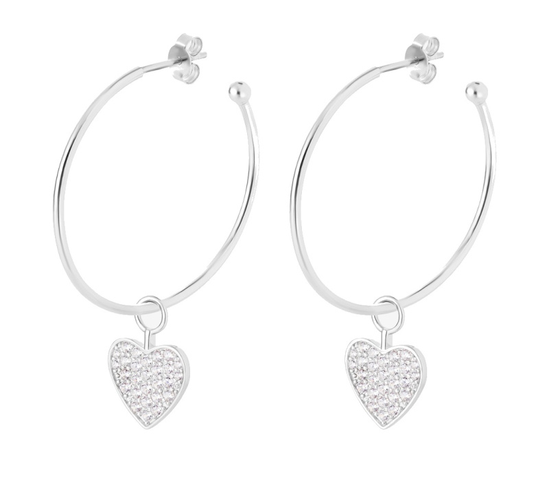 Preciosa Stříbrné kruhové náušnice 2v1 Srdce se zirkony Hoop Vibes Glamour 5427 00