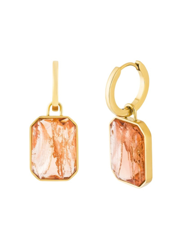 Preciosa Pozlacené náušnice z oceli s českým křišťálem Preciosa 2v1 Ocean Royal Lagoon 7445Y49